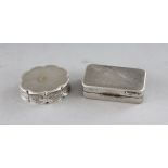 TWO SILVER SNUFF BOXES.