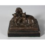 A BRONZE GROUP, DOG AND PUPPIES 6.5ins.