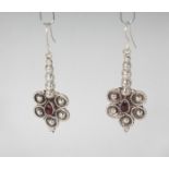 A PAIR OF SILVER DROP EARRINGS.