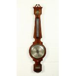 A GEORGE III MAHOGANY WHEEL BAROMETER by KEMP & CO., EDINBURGH. 40ins high.