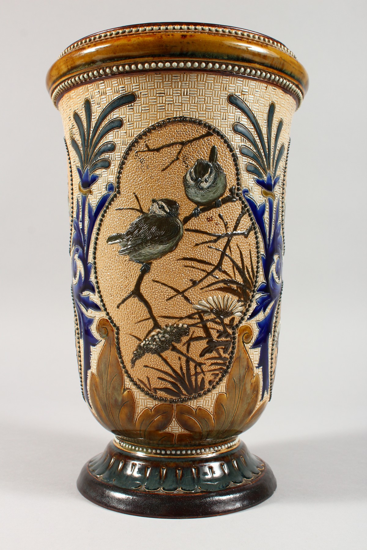 A SUPERB LARGE DOULTON LAMBETH STONEWARE VASE by FLORENCE E. BARLOW decorated with panels of - Image 9 of 25