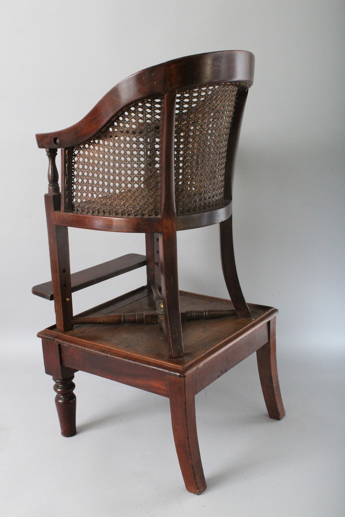 A 19TH CENTURY BERGERE STYLE HIGH CHAIR ON STAND. 2ft 8ins high. - Image 6 of 6