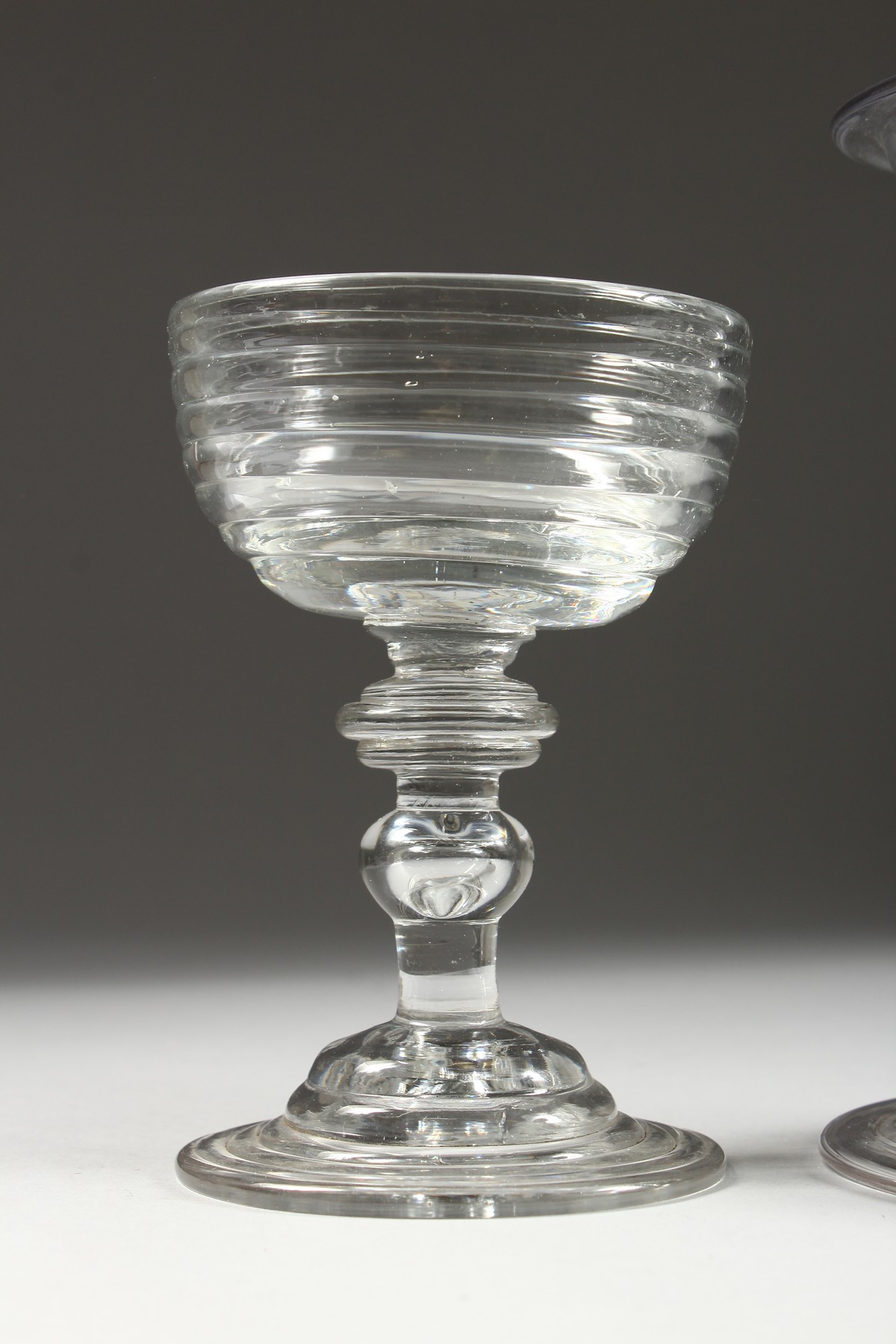 A GOOD 18TH/19TH CENTURY CUT GLASS CANDLESTICK; together with four 19th century cut and moulded - Image 2 of 6