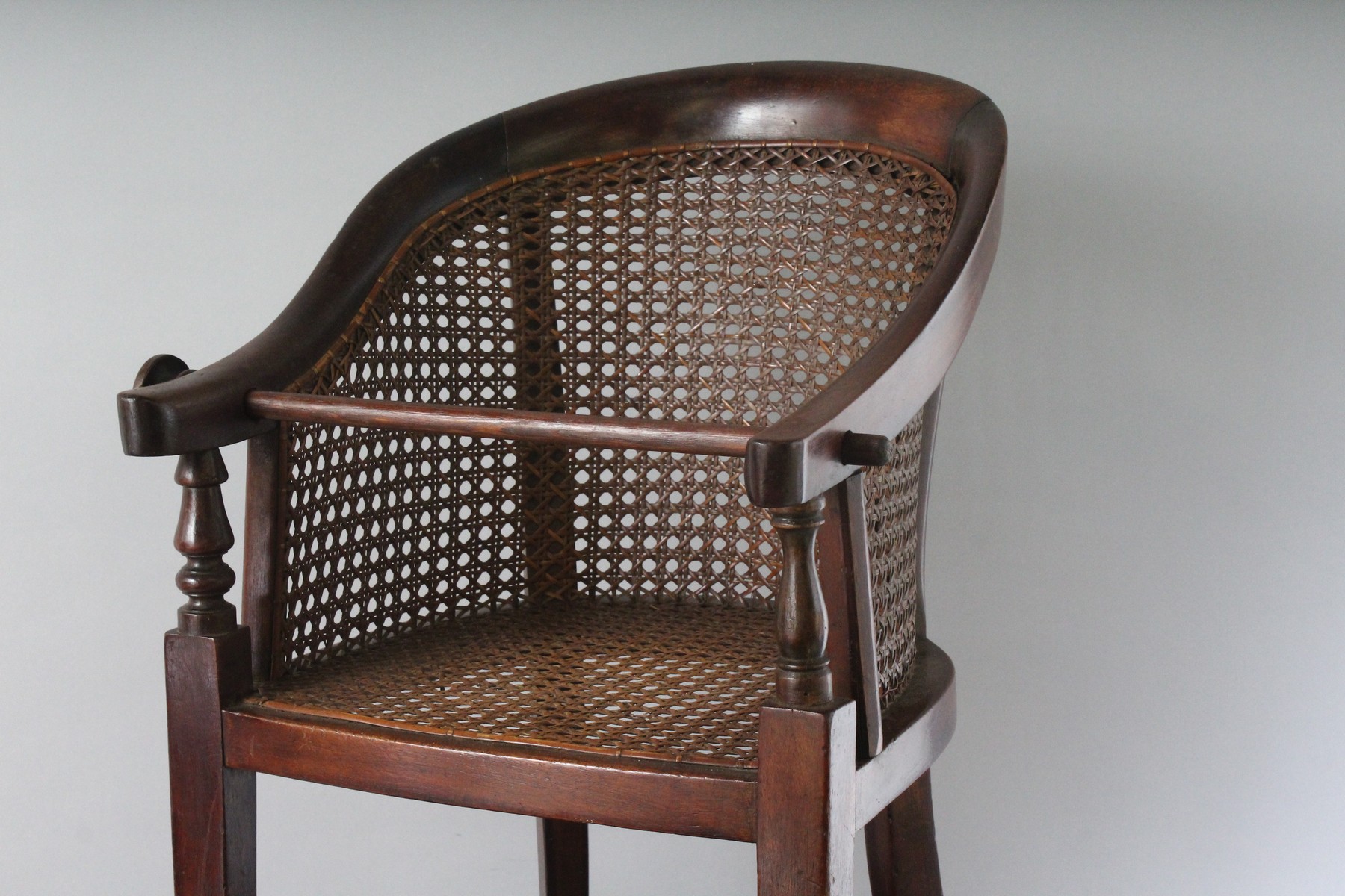 A 19TH CENTURY BERGERE STYLE HIGH CHAIR ON STAND. 2ft 8ins high. - Image 2 of 6