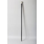 A SILVER TOP WALKING STICK, initial P. London.