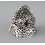 A CAST SILVER PLATE COCKATOO INKWELL. 1.75ins.