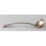 A VICTORIAN QUEENS PATTERN SILVER SOUP LADLE. London 1857. Maker: WS. Weight 10ozs.