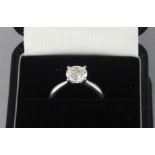 A SUPERB 1.6CT SOLITAIRE DIAMOND RING, set in platinum. Colour Grade G. Clarity VS2. Sold with