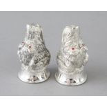 A PAIR OF CAST 800 HOUND DOG SALT AND PEPPERS. 2.5ins long.