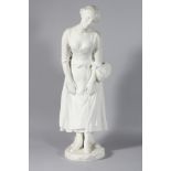 A LARGE PARIAN FIGURE OF A YOUNG GIRL by A. MERCIE, SEVRES. 25ins high.