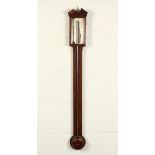 A GEORGE III MAHOGANY STICK BAROMETER by J. PREDARI, MANCHESTER. 23ins long.