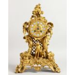 A SUPERB FRENCH LOUIS XVI DESIGN GILT BRONZE CLOCK with blue and white Roman numerals, the case with