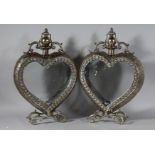 A PAIR OF PIERCED HEART SHAPED LANTERNS. 21ins high.