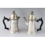 A PAIR OF TAPERING COFFEE POTS.