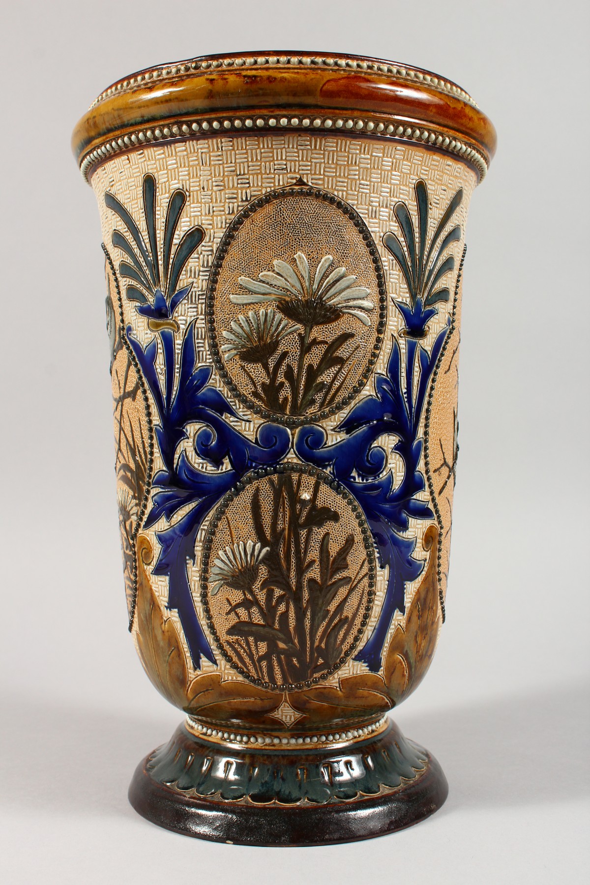 A SUPERB LARGE DOULTON LAMBETH STONEWARE VASE by FLORENCE E. BARLOW decorated with panels of - Image 11 of 25