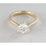 A SUPERB 1.3CT SOLITAIRE DIAMOND RING, set in platinum. Colour N. Clarity VS2. Sold with