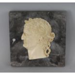 A GRAND TOUR MARBLE TILE, "Roman Emperor". 5ins.