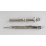 A SILVER PENCIL and A VICTORIAN SILVER TUBE (2).