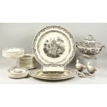 A COMPREHENSIVE LATE 19TH CENTURY CREIL IRONSTONE PART DINNER SERVICE, cream ground with black