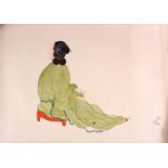A GOOD 20TH CENTURY CHINESE SCROLL PAINTING, depicting a seated female figure, signed and with a red