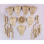 A COLLECTION OF LATE 19TH CENTURY CANTON CARVED IVORY PANELS, and related items.