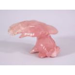 A CHINESE CARVED ROSE QUARTZ FIGURE OF A GOLD FISH, 10cm wide