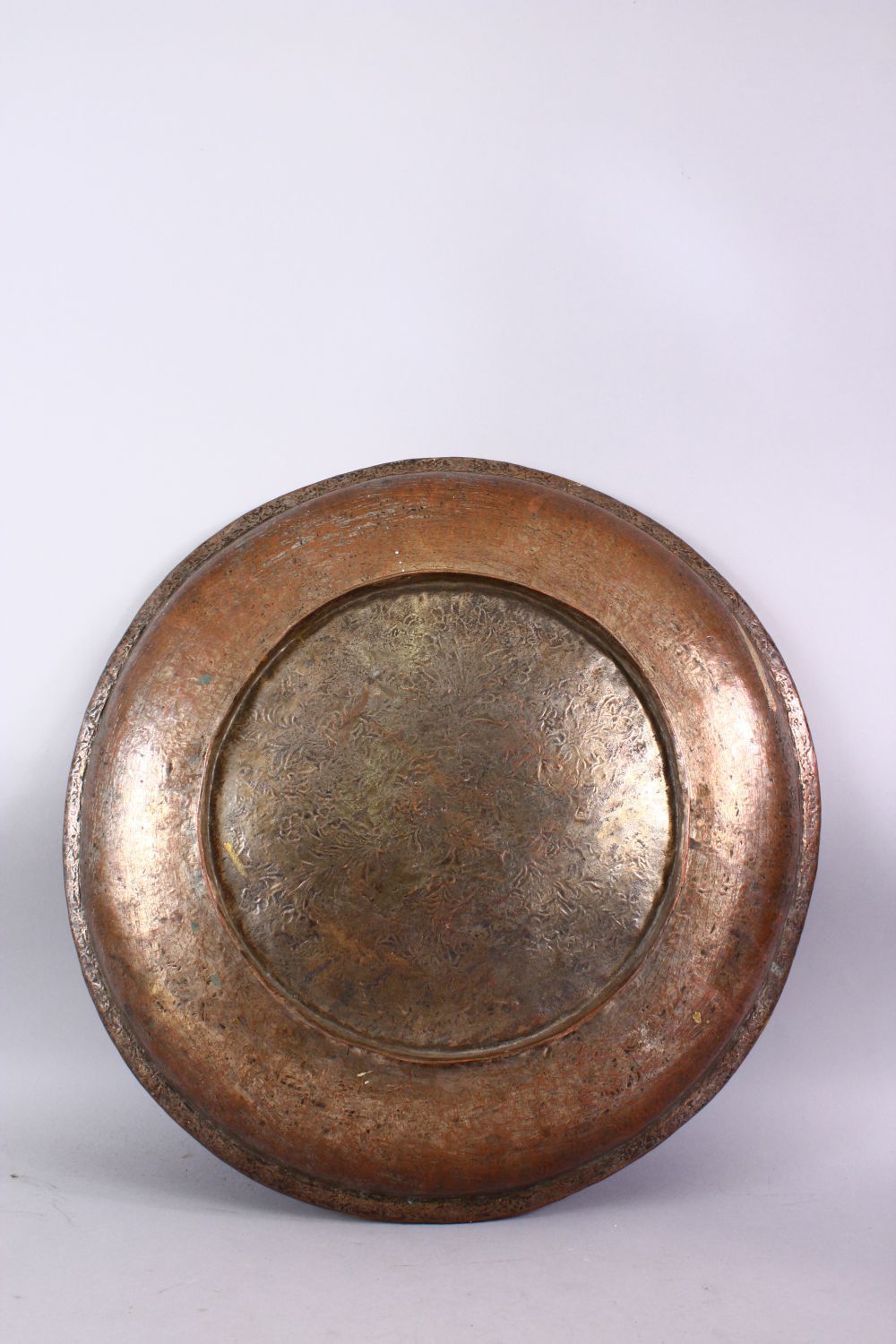 A LARGE SILVERED COPPER PERSIAN BOWL, the bowl with floral motif decoration. 46.5cm. - Image 6 of 6