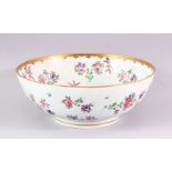 A FINE 18TH CENTURY QIANLONG FAMILLE ROSE PORCELAIN BOWL, decorated with raised monochrome
