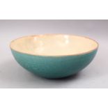 A CHINESE SONG STYLE CELADON CRACLE GLAZED POTTERY BOWL, the exterior with a blue ground and an
