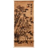 A EARLY 20TH CENTURY SCROLL PAINTING, depicting a flowering tree, signed and with red seal mark,