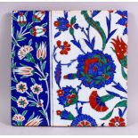 A GOOD LARGE IZNIK TILE, with classic style floral decoration, 28cm x 28cm.