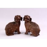 A GOOD PAIR OF CHINESE 19TH CENTURY TERRACOTTA FORMED LION DOG FIGURES, Modeled as male and