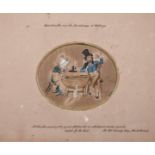 19th century, 'Dick Livireller and the Marchioness at Cribbage', An oval card playing scene, mixed