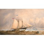 Charles de Lucy (1856-1929) British, a twin masted ship with a distant steam vessel, watercolour,