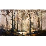 Rachel Neeves (20th century) British, 'The Heart of the Wood', oil on panel, signed, 12" x 20".