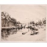 Eugene Bejot (1867-1931) French, 'Le Pont St. Paul, Paris', Etching, signed in pencil, 6" x 7.5",