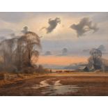 Christopher Osbourne (20th Century) British. 'The Homestead' and 'End of Day', a Pair of Oil on