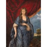 19th century, A portrait of a Lady draped in blue, watercolour, unframed, 13.5" x 9.5".