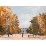 Attributed to Derek Brown, A landscape of a French city park, oil on board, signed, 11.5" x 15".