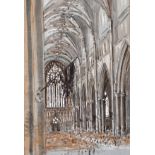 Manner of Henry Rushbury (1889-1968) British, A study of a cathedral interior, watercolour and