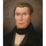 19th century school, A head and shoulders portrait of a gentleman, oil on canvas, unframed, 14.25" x