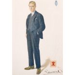 Sphinx (20th century) British. A portrait of (Edward) the prince of Wales, print, signed by the