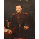 19th century French school, A portrait of an officer from the Imperial guard, indistinctly signed