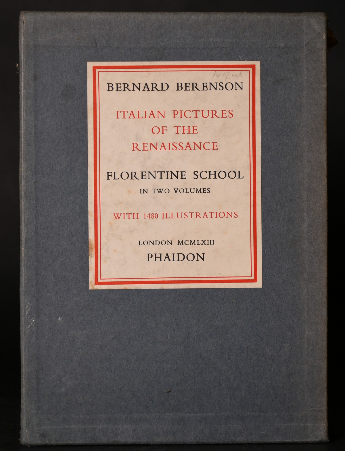 'ITALIAN PICTURES OF THE RENAISSANCE - FLORENCE SCHOOL'. Vols. 1-2. By Bernard Berenson. Published