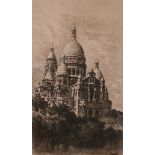 Lucien Gautier (1850-1925) An etching of a view of Basilique du Sacre Coeur, Montmartre,