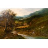 Edward Nevil (late 19th century) British, a pair of oil on canvas paintings of scenes of cottages by