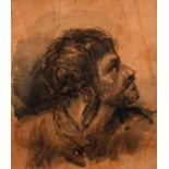 Early 20th century continental school, A bust length study of a man with an averted gaze, mixed