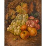 J. Smith (19th century) British, A still life of grapes, plums, apples and pears in a natural