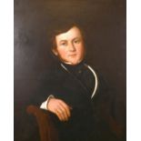 19th century school, A half-length portrait of a seated gentleman, oil on canvas, 30" x25".