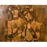 Madha Powle (20th century) Indian, A scene of two Figures, oil on canvas, signed and dated '68',